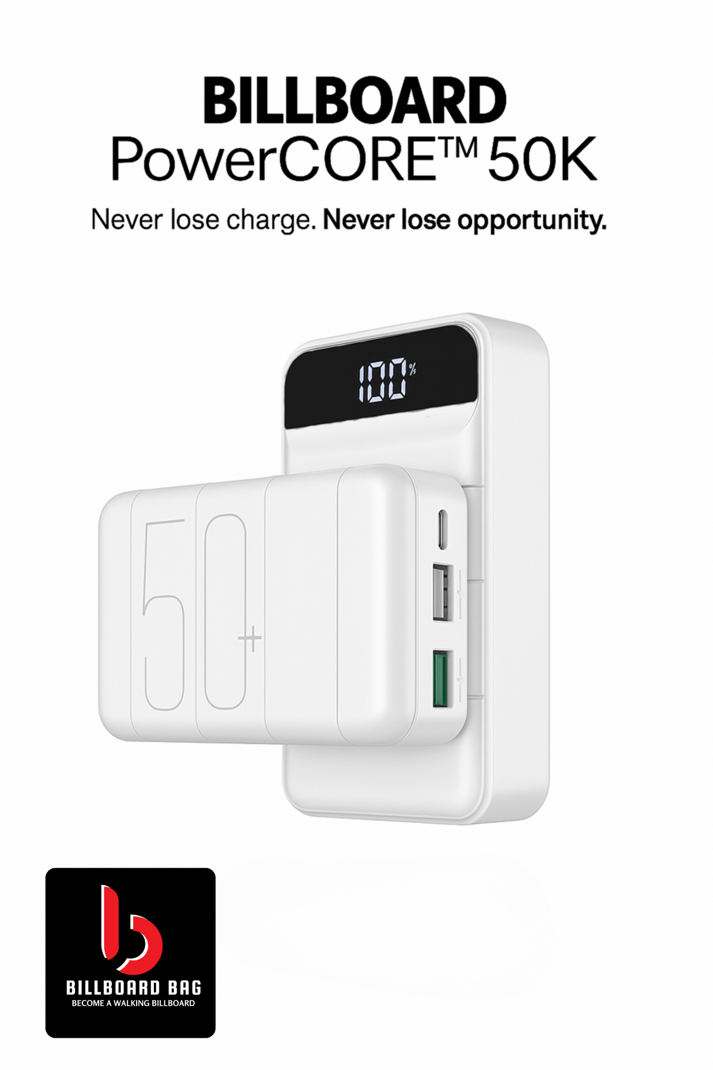 BILLBOARD POWERCORE™ 50K — Ultra-Fast 22.5W Smart Charger with LED Display